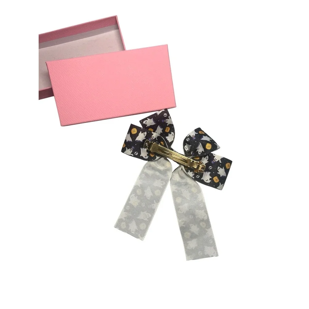 149.-   Halloween Hair BOO Hair Bows Clip Jewel Crystal Bow Barrette Hair Clip